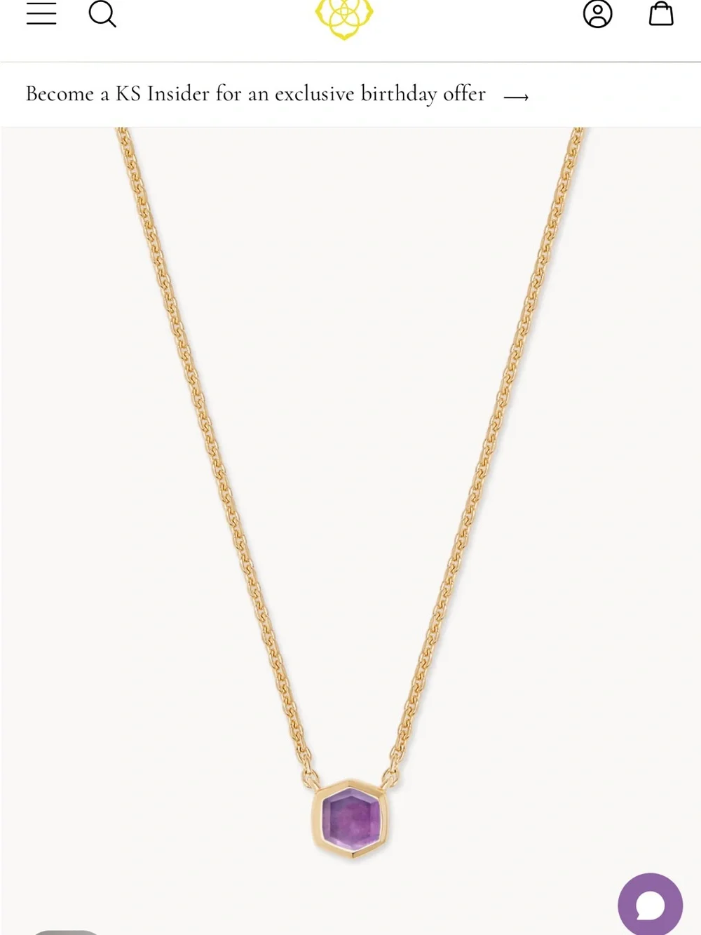 Kendra Scott Davie 18K Gold Vermeil Amethyst February Pendant Necklace
